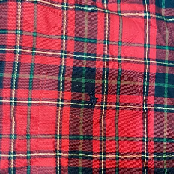 Ralph Lauren Vintage McMeel Red Tartan Plaid Long Sleeve Button Down Shirt Sz M - Picture 4 of 8